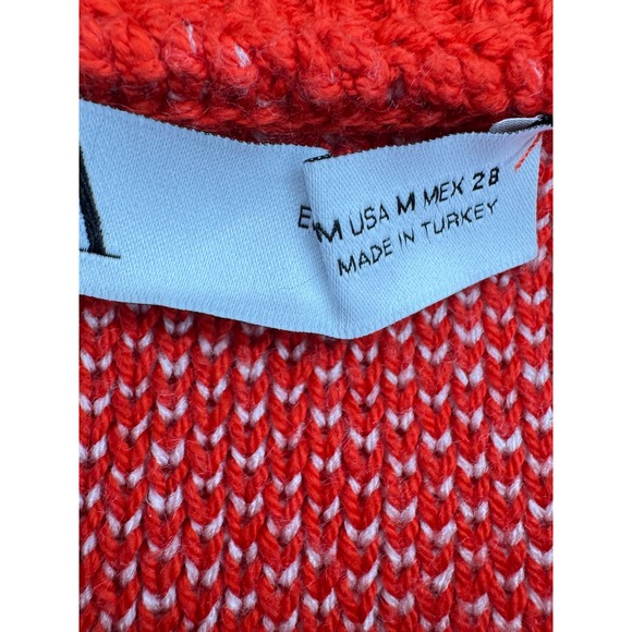 ZARA Sweater Women M Orange White Striped Cropped Academia Preppy Parsian Casual - Picture 2 of 9